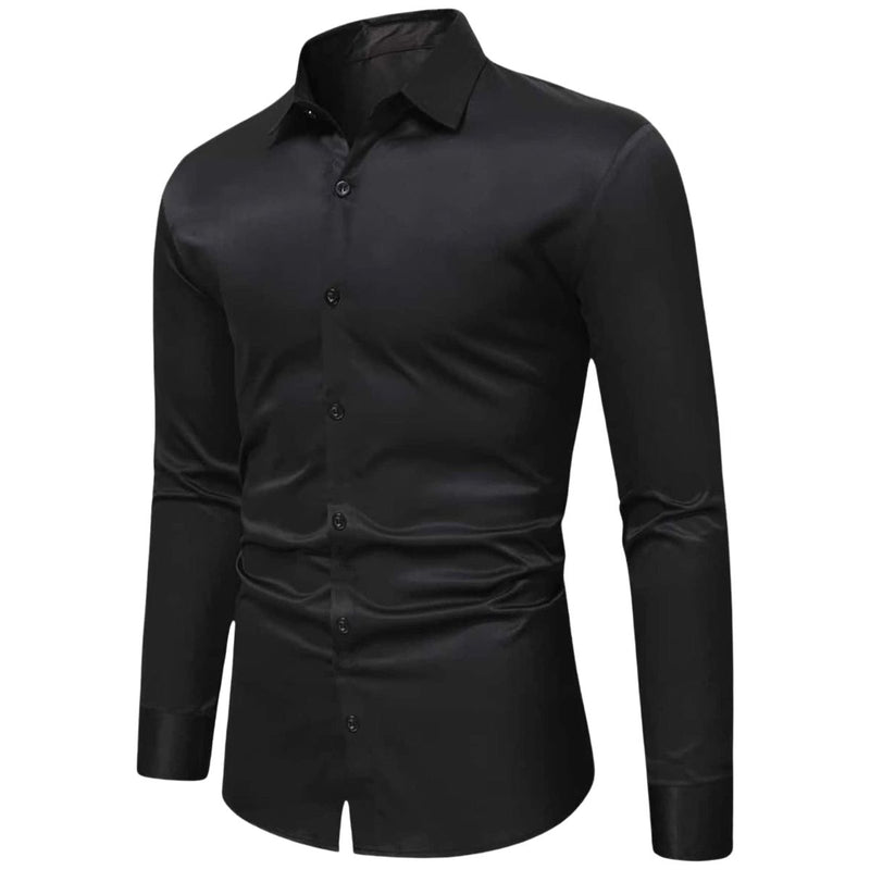 CAMISA SLIM PRETO ( TECIDO MISTO) 60% POLIÉSTER 40 ALGODÃO