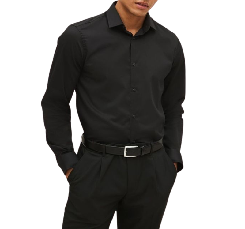 CAMISA SLIM PRETO ( TECIDO MISTO) 60% POLIÉSTER 40 ALGODÃO