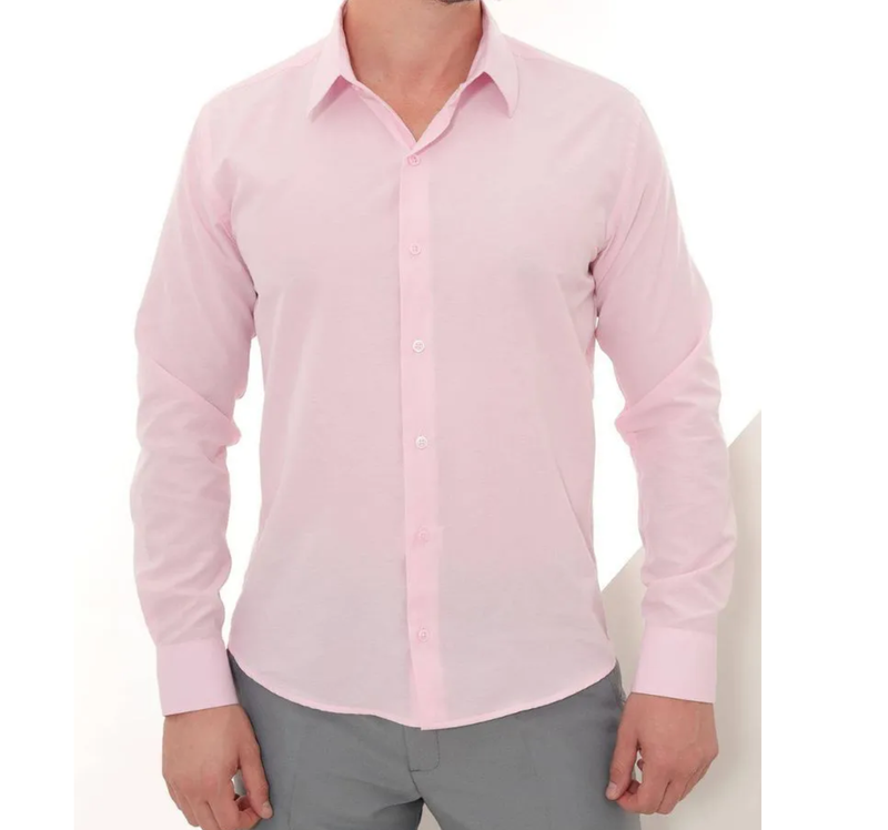 CAMISA SLIM FIT LUXO PASSA FACIL TECIDO LISO (60% ALGODÃO, 40% POLIÉSTER)