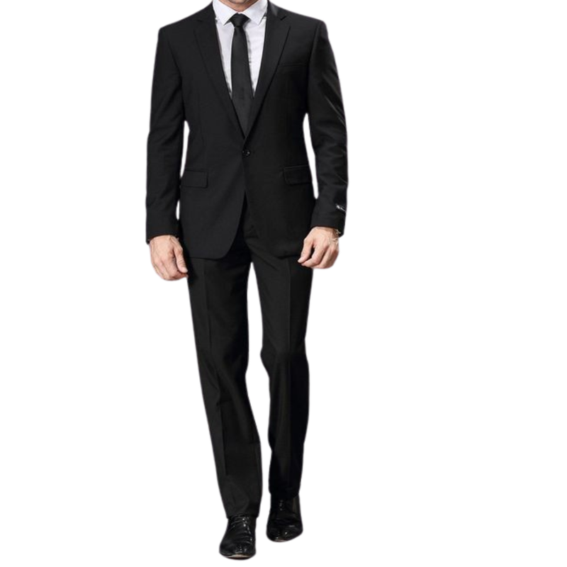 TERNO GABARDINE PRETO SLIM CORTE ITALINO EXECUTIVO DE LUXO