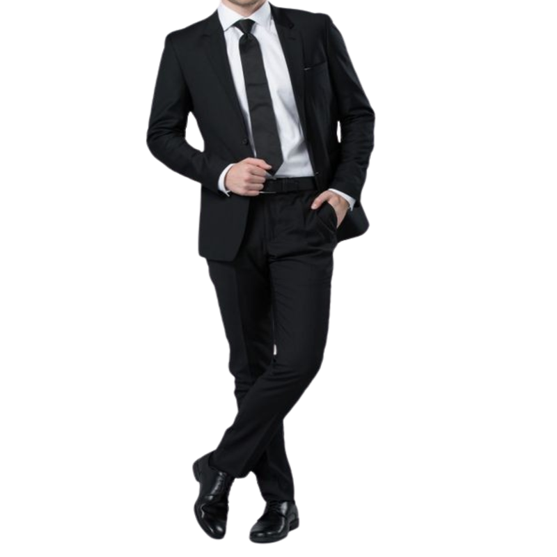 TERNO GABARDINE PRETO SLIM CORTE ITALINO EXECUTIVO DE LUXO