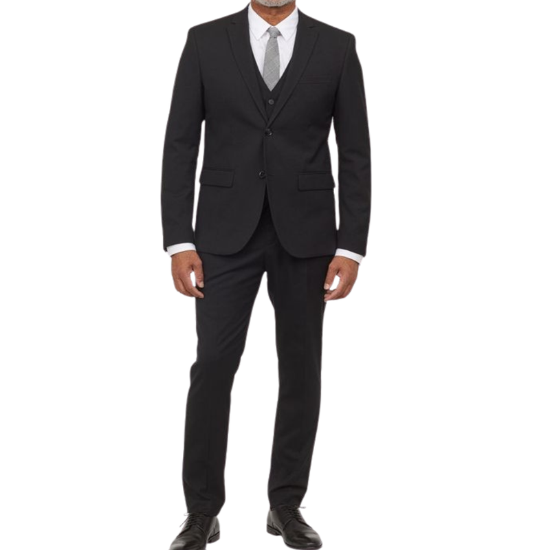 TERNO GABARDINE PRETO SLIM CORTE ITALINO EXECUTIVO DE LUXO